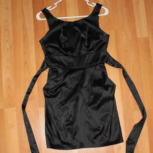 LOVE Tease Sz 3 Sheath Satin Black Dress W/Belt